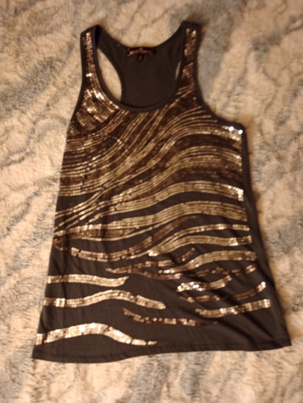 Grey Sequin Racerback Tank Top - Women's
